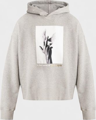 Palm Angels Mens Wings Hoodie Melange Grey - Size 3XL