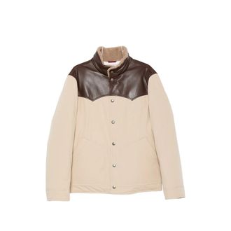 Brunello Cucinelli Shearling-trim Leather-yoke Jacket