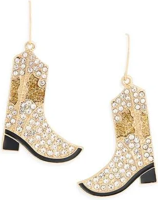 Leith Cowboy Crystal Pav&eacute; Drop Earrings in Clear- Gold at Nordstrom Rack
