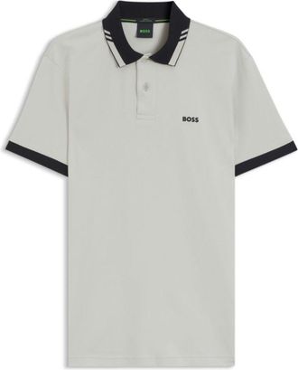 BOSS Cotton slim-fit polo shirt with contrast trims