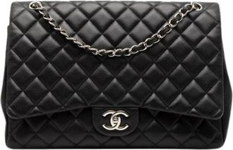 Chanel Pre-owned Classic Maxi - Dames - Vintage Schoudertas - Zwart - ONE Size - Leer - Vintage