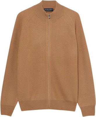 Brooks Brothers Volledige rits Merino wol trui - Heren - Vesten - Bruin - L - Wol - Truien & Vesten