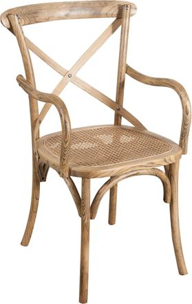 Biscottini International Biscottini - Silla De Cocina Silla Thonet De Madera Y Rat&aacute;n 90x50x44 Cm Sill&oacute;n Vintage Con Reposabrazos Sillas De Comedor Silla Moderna
