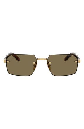 Prada 55mm Rectangular Sunglasses in Gold /Light Brown at Nordstrom