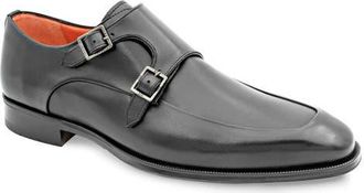 Mezlan Double Buckle Monk Shoe in Black at Nordstrom, Size 10.5