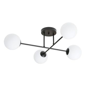 Wonderlamp Plaf&oacute;n de techo estilo n&oacute;rdico con barras de metal y 4 esferas blancas