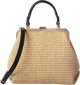 Persaman New York Isla Leather Straw Satchel
