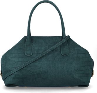 Themoir&egrave; Structured Green Vegan Suede Talia Trunk Medium Bag