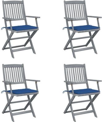 vidaXL Vidaxl - Sillas De Jard&iacute;n Plegables 4 Uds Cojines Madera Maciza Acacia