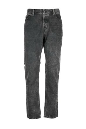 Diesel Black Cotton Mens Straight Leg Jeans