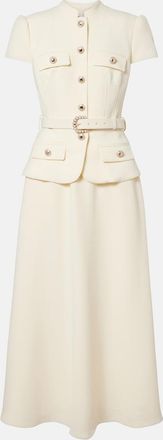 Self Portrait Belted peplum cr&ecirc;pe midi dress