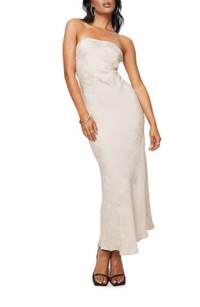 Princess Polly Salvin Strapless Jacquard Dress in Champagne at Nordstrom, Size 10