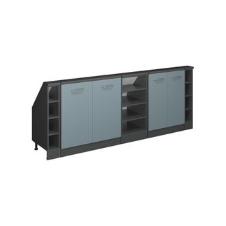 Vicco Armario De Cocina Para Techo Inclinado R-line, Gris Azulado/antracita, 210 Cm Lote De 5, Vicco