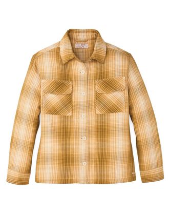 Filson Womens Deer Island Jacket Shirt In Ochre / Cream Plaid