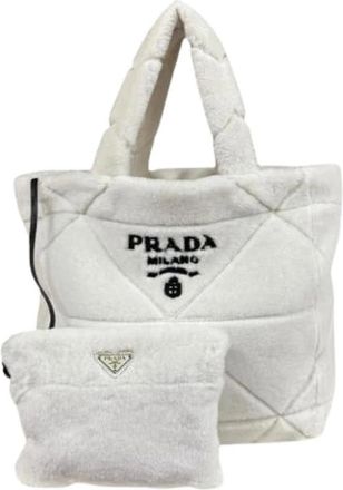 Prada Pre-owned Tote Bags, female, White, Size: ONE SIZE Pre-owned 1Bg427 Tote Bag