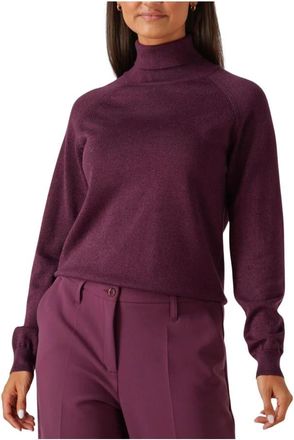 Summum Rode Coltrui met Lurex Breisel - Dames - Coltruien - Paars - L - Wol - Truien & Vesten