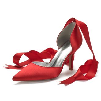 Miyoopark Women Shoes Heels for Wedding Closed Pointed Toe Evening Pumps Shoes M519 Red UK 5.5