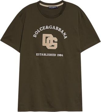 Dolce & Gabbana Logo Patch T-Shirt in Grigio Fango Scuro at Nordstrom, Size 34 Us