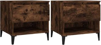 vidaXL Vidaxl - Mesas auxiliares 2 uds contrachapada roble ahumado 50x46x50 cm