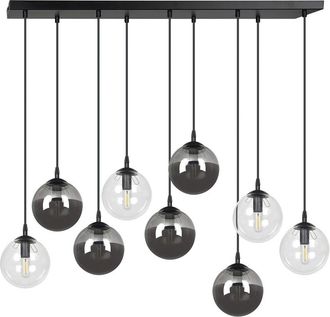 Wonderlamp Regleta de techo estilo vintage con 9 esferas gris y transparente