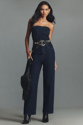 Grey Lab Strapless Corset Denim Jumpsuit