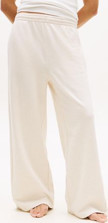 Tommy Hilfiger Sweathose WIDE LEG PANTS, Damen, Gr. XL (42/44), N-Gr, beige heather, Sweatware, Obermaterial: 82% Baumwolle, 18% Polyester, TOMMY HILFIGER UNDERWEAR,