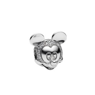 Pandora Accessoires, Dames, Grijs, ONE Size, Mickey Bedel met Zirkonia