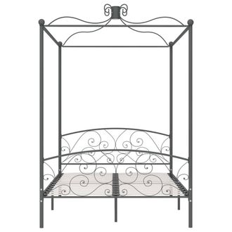 Berkfield Home Elegant Canopy Bed Frame Grey Metal 140x200 cm