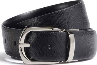 Ermenegildo Zegna engraved logo reversible belt - men - CALFSKIN - 110 - Black