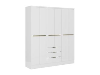 Vente-Unique Armario de 6 puertas y 3 cajones - L180 cm - Blanco - PEROLI