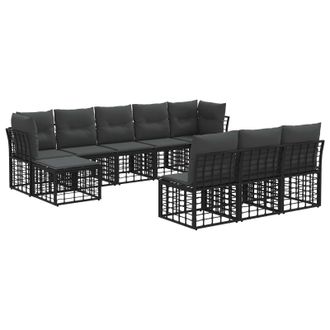 vidaXL Conjunto De Sof&aacute;s De Exterior Negro Y Gris Oscuro Poli&eacute;ster Vidaxl