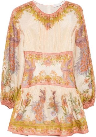 Zimmermann Multicolor Floral Round Neck Mini Dress