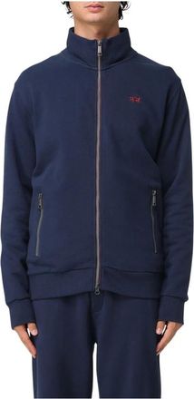 La Martina Sweatshirt met volledige ritssluiting - Heren - Vesten met rits - Blauw - XL - Katoen - Hoodies & sweatvesten