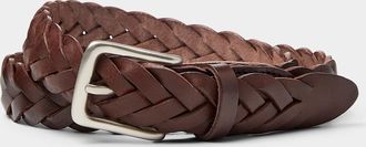 Le 31 Mens Square-buckle braided leather belt