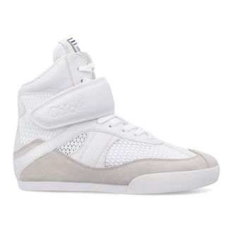 Chloé Sneakers, female, White, 7 UK, High-Top Sneaker with Mesh and Suede