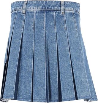 Maison Kitsun&eacute; Minifalda plisada de mezclilla - Skirts - Mujer - Azul - W25