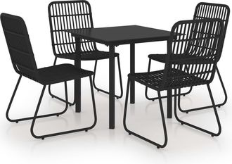 vidaXL Juego De Comedor Para Jard&iacute;n 5 Piezas Rat&aacute;n Sint&eacute;tico Y Vidrio Vidaxl