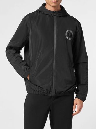Plein Sport Technical Fabric Windbreaker Jacket with Hood and Back Logo