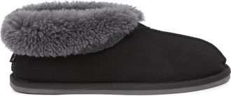 Celtic & Co. British Shearling Bootee Slippers in Black /Grey at Nordstrom, Size 11