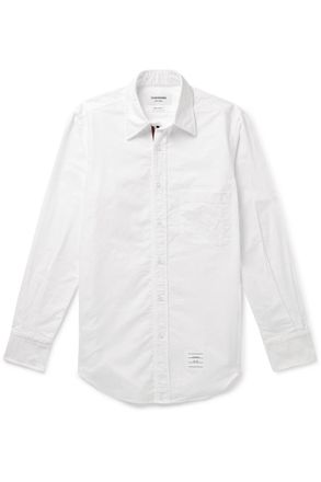 Thom Browne Slim-Fit Button-Down Collar Logo-Appliquéd Cotton Oxford Shirt