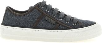 Brunello Cucinelli Lage Sneakers - Dames - Sneakers - Grijs - 37 1/2 EU - Wol - Schoenen