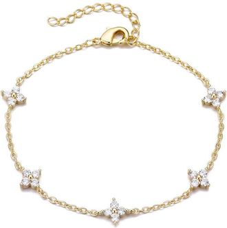 Adornia Adornia 14K Plated Flower Station Bracelet