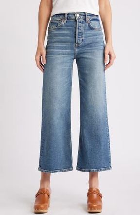 Re/Done High Waist Crop Wide Leg Jeans in Crafted Indigo at Nordstrom Rack, Size 31