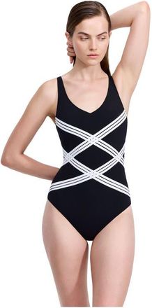Gottex Elegant Essence One Piece in Black-White at Nordstrom, Size 16