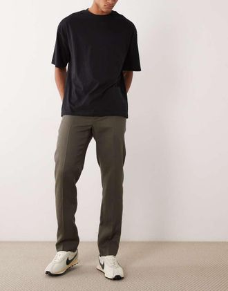 Mango Pantaloni sartoriali in misto lino marrone medio