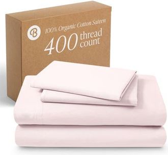 Bare Home 400 Thread Count Organic Cotton Sateen Sheet Set in Dusty Pink at Nordstrom, Size California King