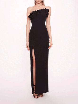 Marchesa Off Shoulder Taffeta Ballgown In Black