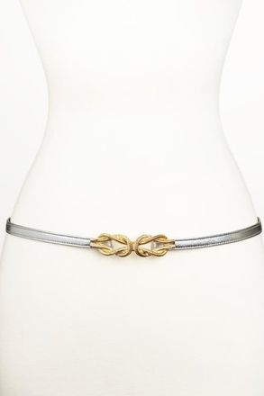 Raina Gold Knot Buckle Leather Belt in Silver at Nordstrom, Size Medium/large