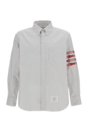 Thom Browne Grey 4-Bar Lobster Cotton Oxford Shirt