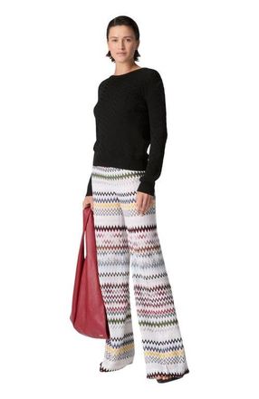 Missoni Stretch Chevron Cotton And Viscose Crewneck Sweater in Black at Nordstrom, Size 38 It